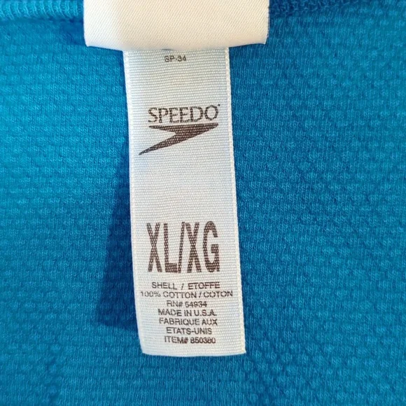 Speedo Tank Top Men XL Blue Waffled Texture Big Logo Speedo 2000 on Back - Picture 4 of 9